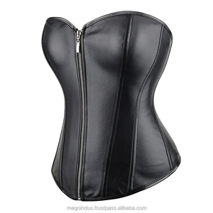 Women's Plus Size Faux Leather <b>Under</b> Bust Corset Gothic Bustier with Rivet Bow Decoration Steampunk <b>Sexy</b> Everyday Body Shaper - Product Image 4