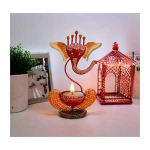 Porte-bougie chauffe-plat en fer Ganesha pour la décoration de la maison, festival, Puja, Mandir, centre de table, cadeau spirituel en métal - Product Image 4