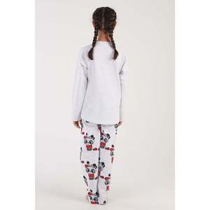 KIZ COCUK 2IPLIK O YAKA UZUN KOL ETEGI OVAL PIJAMA TAKIM(9-10/15-16) - สีเทาผสมสี - สีเทาผสมสี - Product Image 3