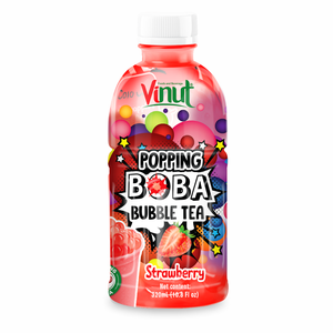 Popping Boba Bubble Tea VINUT 320ml Bouteille Fraise Non OGM-OEM ODM Personnalisable Prix de gros Échantillon gratuit disponible - Product Image 1