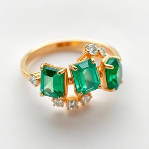 925อัญมณีสีเขียวชุบโรเดียมสีเขียวเครื่องประดับสตรีวินเทจสำหรับงานเลี้ยงกันน้ำ - Product Image 6