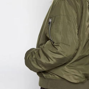 Blouson bomber à col montant à manches longues pour femme Fermeture éclair intégrale Respirant Matière polyester Finition coton nylon Solide Hiver - Product Image 5