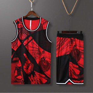 Meilleure qualité Trendy Custom Red and Black New Basketball Uniformes Kits Reversible Youth Basketball Uniformes - Product Image 2
