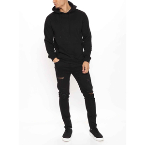 2025 Imported Custom Men's Long Sleeve Hoodie Kangaroo Pocket Ribbing <b>Cuffs</b> 80% Cotton 20% Polyester Heavyweight Drawstring Hood - Product Image 2