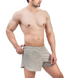 Nouveaux shorts d'entraînement pour hommes sur mesure, taille élastique, couleur unie, haute qualité, séchage rapide, respirant, polyester/coton, en vente - Product Image 3
