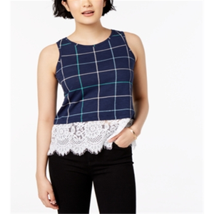 Canotta Casual da Donna Maison Jules Blu in Maglia Taglia L con Bordo in Pizzo, Design Semplice, Lunghezza Corta, per Uso Casual - Product Image 1