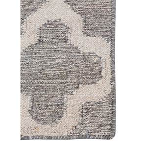 พรมลายเรขาคณิตอินดัสบาร์สีเทาและสีดำ ทอแบบแบน ทำจากขนสัตว์และวิสโคส สำหรับบ้าน รุ่น ADWV-13049 - Product Image 4