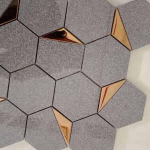 กระเบื้องโมเสคเซรามิก PVD PVD ทรงหกเหลี่ยม73มม. สำหรับผนังห้องน้ำและผนังห้องอาบน้ำผนังโดดเด่นในห้องนั่งเล่น - Product Image 2