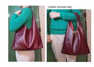 Sac fourre-tout hobo vintage de luxe haut de gamme en cuir véritable pour femme, collection Hiver 2025, avec fermeture éclair durable - Product Image 6