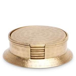 Sous-verres antidérapants martelés en laiton massif fait à la main avec plusieurs formes de conception Sous-verres en métal avec logo personnalisé Napperons antidérapants - Product Image 2