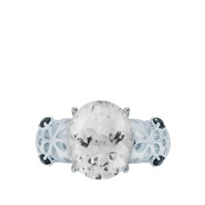 Bague en topaze blanche avec spinelle noire en argent sterling plaqué rhodium 5,85 carats - Product Image 1