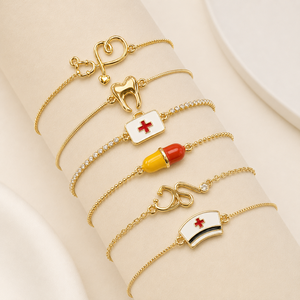 Conectores <span class=keywords><strong>de</strong></span> Pulsera <span class=keywords><strong>de</strong></span> Cobre Esmaltado con Diseño <span class=keywords><strong>de</strong></span> Estetoscopio, Corazón, Diente y Jeringa para Enfermeras, Regalo <span class=keywords><strong>de</strong></span> Salud para Mujeres, Venta al por Mayor - Product Image 1