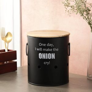 ขวดใส่อาหารปลอดภัยพร้อมฝาปิด สำหรับเก็บมันฝรั่ง หัวหอม และกระเทียม ขวดเก็บอาหารทรงกลมแบบคลาสสิกสำหรับห้องครัวพร้อมฝาปิด - Product Image 2