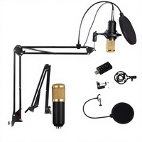 Micrófono de Condensador Omnidireccional BM800 Nuevo con Conector XLR, Cableado, Construcción de Plástico y Metal, Alta Calidad