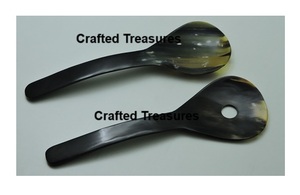 Sustainable Quality Natural Horn Salad Server set Of 2 pcs with <b>MOP</b> <b>Handle</b> Personalized Salad Serve And Mixing Kitchenware Tools - Product Image 6