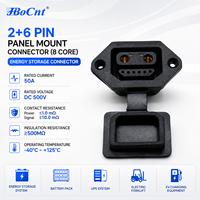JBoCnt DM60 2+6 Female Socket 50A Panel Mount Connector Gold Plated 8 Pin Hybrid Power Signal Receptacle for E-Bike