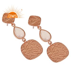 Pendientes colgantes de piedras preciosas de Calcedonia Rosa chapados en oro rosa de plata esterlina superventas, fabricante de joyería personalizada - Product Image 3