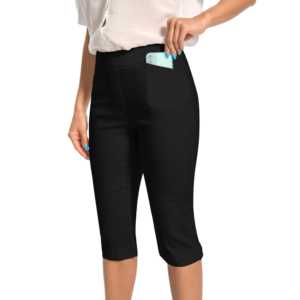 Super Stretch Casual <b>Work</b> Capris Dressy Pull-On Trousers with Pencil Silhouette Spandex/Nylon - Product Image 2