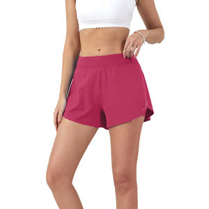 Shorts pour femmes haute élastique Gym Fitness taille haute motard Logo personnalisé dames Yoga entraînement Shorts de course pour les femmes motif solide - Product Image 4