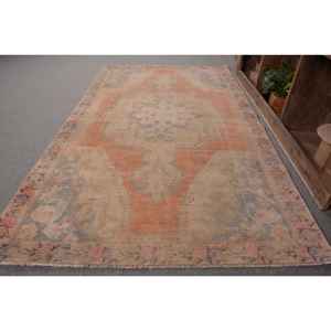 Alfombra de lana Vintage naranja y Beige de 4,5x7,5 pies, área grande, Tabriz estilo turco, látex, Patchwork Rectangular para pasillo, alfombra para habitación, nuevo - Product Image 2