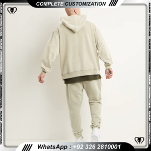 Sweats à capuche unis 100% coton surdimensionnés unisexes personnalisés pulls à capuche 500gsm pour hommes grande taille avec logo imprimé brodé - Product Image 3