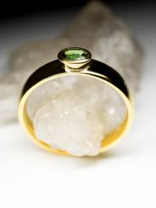 แหวนทัวร์มาลีนแหวนแต่งงานสัญญาสีเขียวธรรมชาติแหวนหมั้น unisex 925เงิน14K ชุบทองเครื่องประดับชั้นดี - Product Image 2