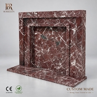 BUREELYN Nouveauté 2026 Italie Rosa Levanto Marbre Rouge Naturel Cheminée Autoportante Moderne pour Villa et Décoration de Salon