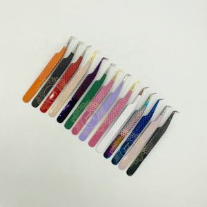 Meilleure vente pince à épiler d'extension de cils en acier inoxydable de qualité supérieure revêtement en poudre multiple adhérence parfaite testée à la main - Product Image 1