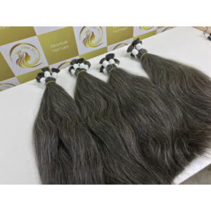 Extensiones de cabello humano vietnamita recto a granel alineado con cutícula sin procesar de doble calidad gris natural 50cm 70cm - Product Image 2