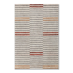 Alfombras de Lana Rayadas Color Marfil Contour, Alfombra Clásica Rectangular Grande de 9x12 para Pasillo, Diseño para Decoración de Sala de Estar Juvenil, Tejida a Mano Hwl-282 - Product Image 1