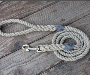 Stone Grey Organic Cotton Rope <b>Dog</b> <b>Leash</b> Pet Supplies Accessory Customized Colored Cotton Rope Handmade <b>Dog</b> <b>Leash</b> Pet <b>Leash</b> Set - Product Image 1