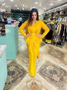 Trending Satin Silk Ready-to-Wear Saree con bordado Trabajo Koti Blusa Totalmente cosida para el verano - Product Image 2