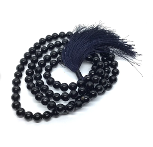 หินออบซิเดียนสีดำธรรมชาติ JAP Mala ลูกปัด108ขนาด8มม. หินบำบัดแบบมาลาสำหรับลูกปัดสร้อยคอบำบัด - Product Image 3