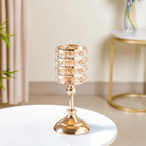 Luxury Gold Plated Metal & Crystal <b>Candle</b> Votive for Christmas Halloween Easter & <b>Wedding</b> Decor Tabletop Decor - Product Image 6