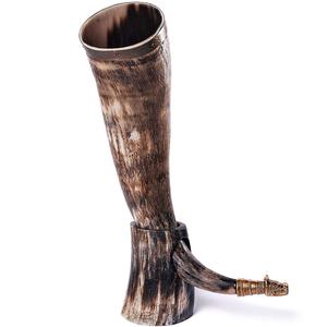 Hot High Quality of Viking Drinking Horn Shotglass Medival Style Juego de cuerno de buey genuino con soporte de cuerno artesanía natural - Product Image 5