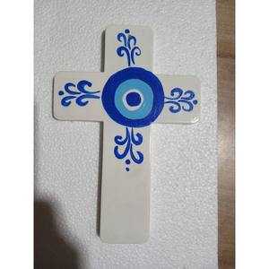 DAFNI BIG PAZAR Sculpture murale en céramique traditionnelle peinte à la main, motif géométrique abstrait, thème nautique et de plage, 2 pièces - Product Image 2
