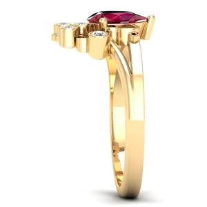 Anillo de Oro Amarillo de 14K con Moissanita de Lujo REYES, Recién Llegado, Corte Pera, Gema de Rubí de 0.75 Quilates, Joyería de Regalo de Boda para Mujer - Product Image 3