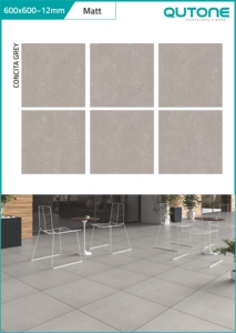 Carreaux de sol et de mur en céramique Qutone gris 600x600 mm, imitation pierre, texture antidérapante, design européen pour villa, utilisation en extérieur - Product Image 2