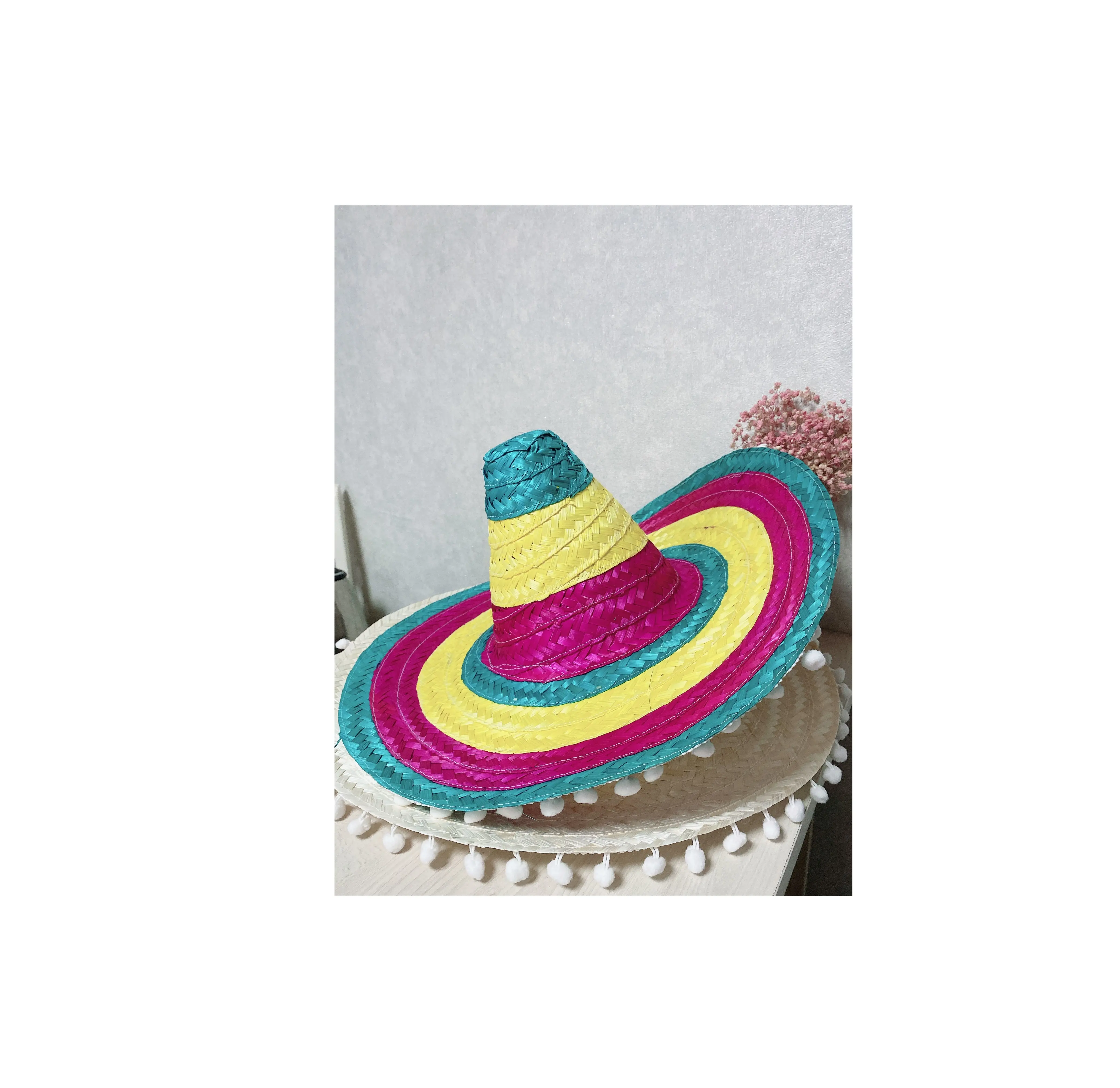 Cappello sombrero color Mult di paglia Sombrero-cappello da cowboy estivo di fanerogame per eventi di festa decorazione di nozze e artigianato regalo di vimini