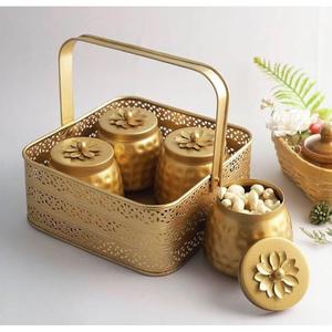 Boîte à fruits secs artisanale en métal de qualité supérieure avec un panier tissé élégant, parfait pour un rangement de cuisine élégant et fonctionnel - Product Image 3