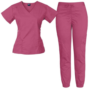 Échantillon de livraison bon marché Impression numérique Jogger rose doux Scrubs d'hôpital Ensembles d'uniformes médicaux pour les médecins Uniformes d'infirmières - Product Image 4