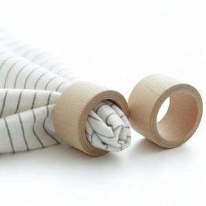 Ensemble d'anneaux de serviette en bois massif faits à la main pour café, hôtel, restaurant occidental, design moderne et simple, emballage en plateau - Product Image 6