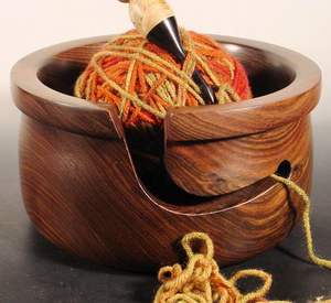 Cuenco de hilo de madera de gran venta, cuenco de almacenamiento de costura de diseño único hecho a mano, cuenco de hilo de Decoración de mesa portátil grande marrón polvoriento - Product Image 1