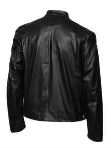 Veste de motard décontractée pour homme, col montant, coupe ajustée, poche zippée, veste en cuir, vêtements de moto, vêtements d'extérieur, vêtements pour homme tendance - Product Image 5