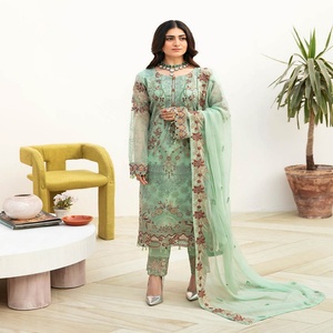 Ramsha CHEVRON 8 Collection 3 pièces costumes de mariage pour femmes robe en mousseline de soie de créateurs pakistanais pour la fête - Product Image 4