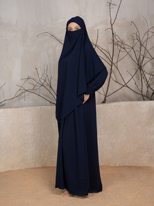 Vêtements musulmans traditionnels pour femmes robe Abaya modeste & Khimar en tissu craquelé CYK 100% Polyester XS taille approvisionnement en gros - Product Image 4