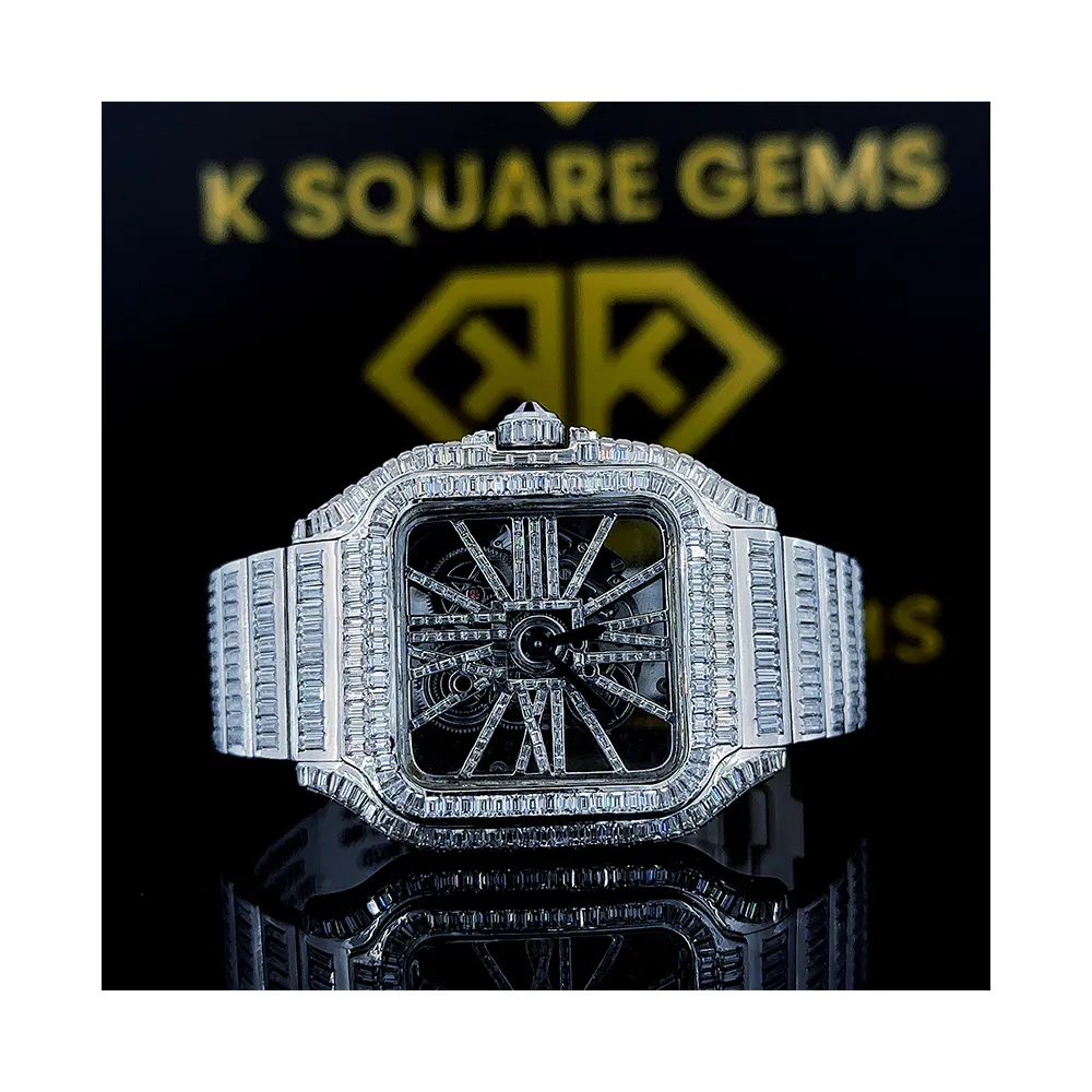 Jam tangan bertatah berlian Moissanite Clarity VVS Clarity baja tahan karat desain baru Tersedia dengan harga terjangkau