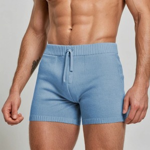 Short décontracté d'été pour hommes Sexy Slim Fit Stretch respirant couleur unie cordon pyjamas taille élastique loisirs confortable - Product Image 3