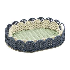Plateau de service en rotin en osier festonné mélanger les couleurs avec poignée, plateaux de luxe, présentoir à bijoux ou service de nourriture en gros Vietnam - Product Image 1