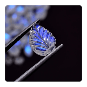 ใบมูนสโตนสีกรมท่าแวววาวสีฟ้าธรรมชาติแกะสลักได้มากอัญมณีหลวมสำหรับทำเครื่องประดับขนาด7ถึง11มม. - Product Image 4